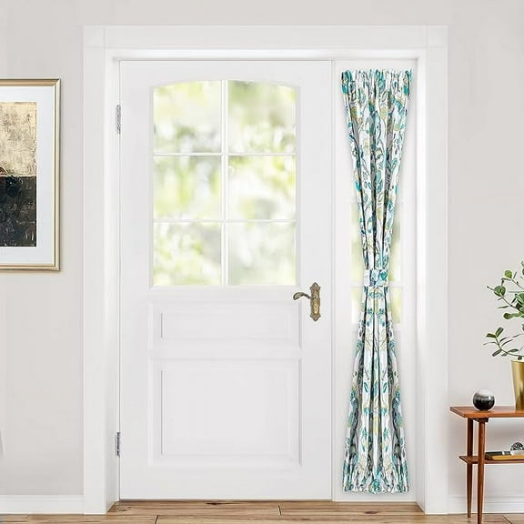 DriftAway Layla Classic America Style Thermal Insulated Lined Blackout Door Panel Curtain with Bonus Adjustable Tieback Single 25 Inch by 72 Inch Plus 1.5 Inch Header Teal Gray