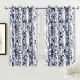 thumbnail image 1 of DriftAway Leah Abstract Floral Blossom Ink Painting Room Darkening Thermal Insulated Grommet Unlined Window Curtains 2 Panels W52xL54 Navy Silver Gray, 1 of 6