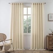 DriftAway Linen Curtains 84 Inches Long for Living Room Semi Sheer 2 Panels Farmhouse Natural Flax 3 Inch Rod Pocket Back Tab Boho Rustic Light Filtering Window Drapes for Bedroom Privacy Assured