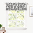 thumbnail image 1 of DriftAway Luca Natural Botanical Leaves Printed Pattern Blackout Thermal Insulated Energy Saving Window Curtain Valance for Kitchen Rod Pocket 15"L x 52"W Plus 1.75" Header Gray, 1 of 8