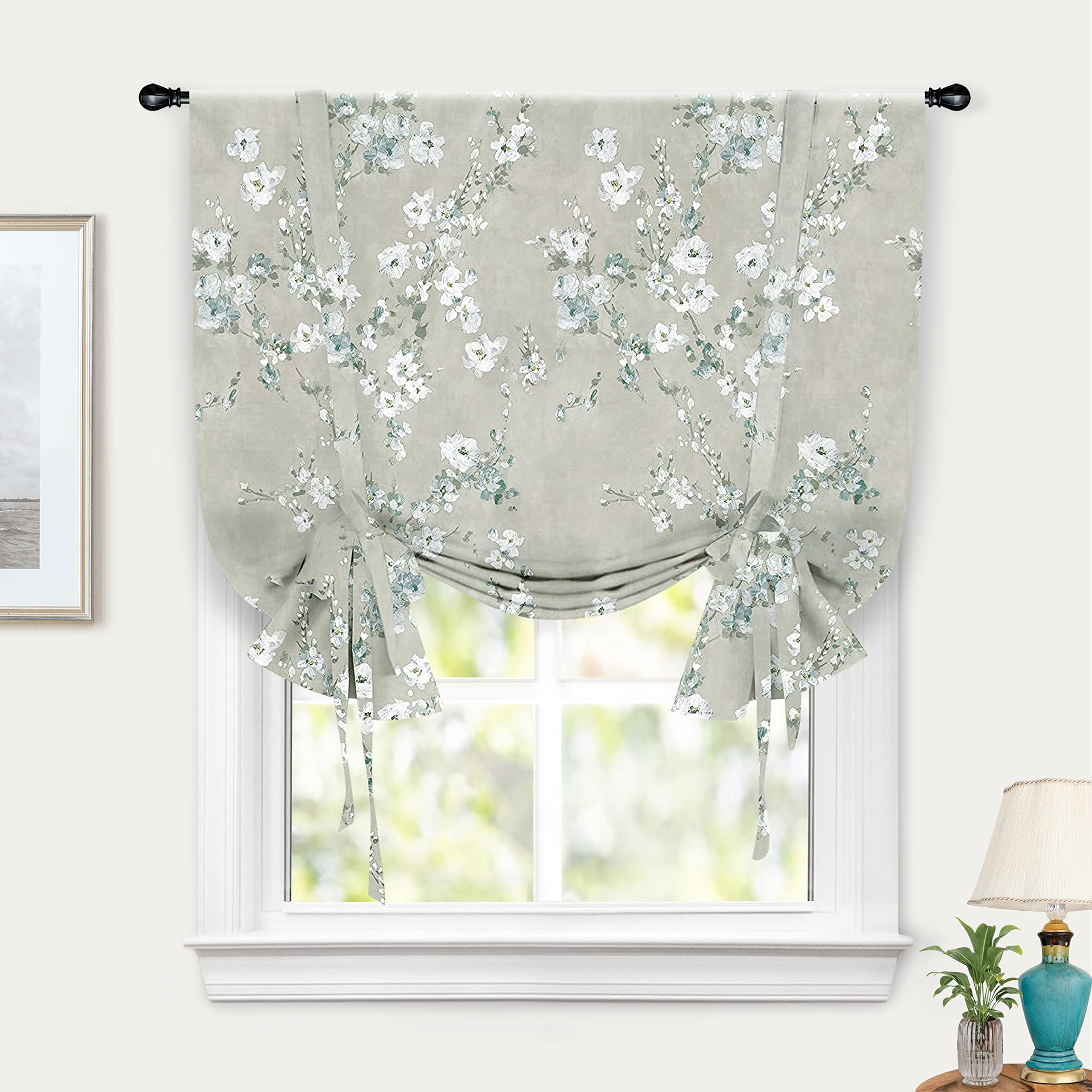 DriftAway Mackenzie Blossom Floral Pattern Tie Up Curtain Room ...