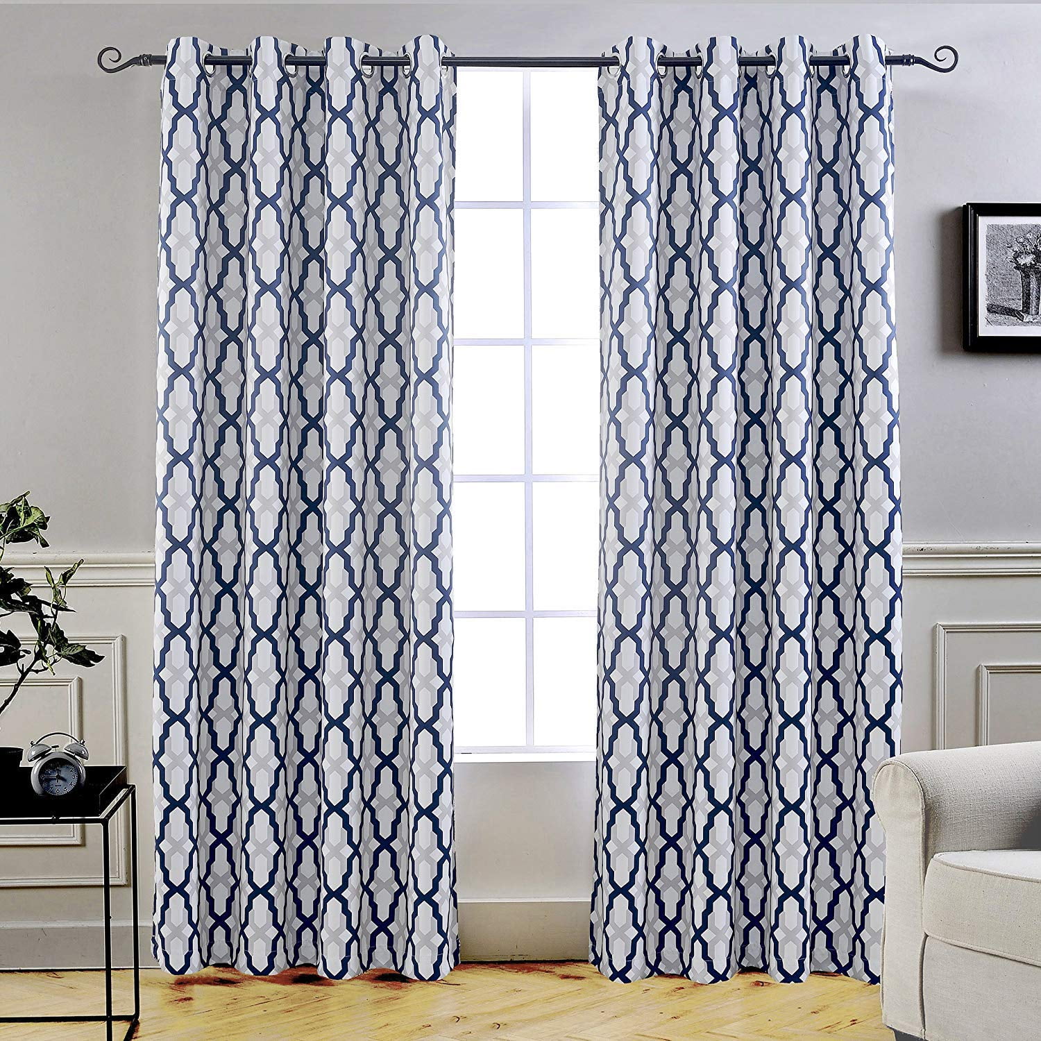 Modern Farmhouse Textured Waves Room Darkening Blackout Curtains, Set of 2,  52 x 108, Charcoal - Blue Nile Mills