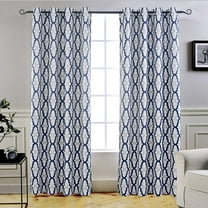 DriftAway Mason Geometric Trellis Pattern Thermal Insulated Blackout Grommet Window Curtains 2 Panels Each 52 Inch by 96 Inch Navy