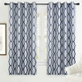 thumbnail image 1 of DriftAway Mason Thermal Blackout Grommet Window Curtains Geometric Trellis Pattern 2 Panels 72"L x 52"W Navy, 1 of 8