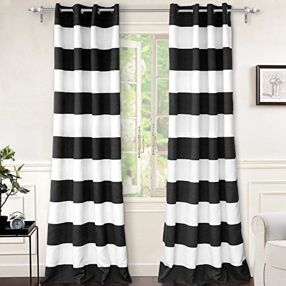 DriftAway Mia Stripe Room Darkening Curtain Panel Pair Indigo Black 52