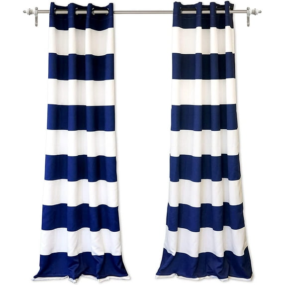 DriftAway Mia Woven Stripe 100% Blackout Thermal Insulated Window Curtain Grommet 84"L x 50"W