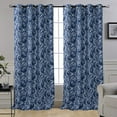 thumbnail image 1 of DriftAway Millie Watercolor Floral Botanical Pattern Lined Blackout Grommet Window Curtain 2 Panels 52"Wx84"L Navy, 1 of 5