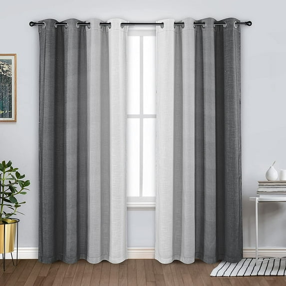DriftAway Ombre Gradient Color Lined Blackout Thermal Insulated Grommet Window Curtain for Living Room Bedroom 2 Panels 84"L x 50"W Gray