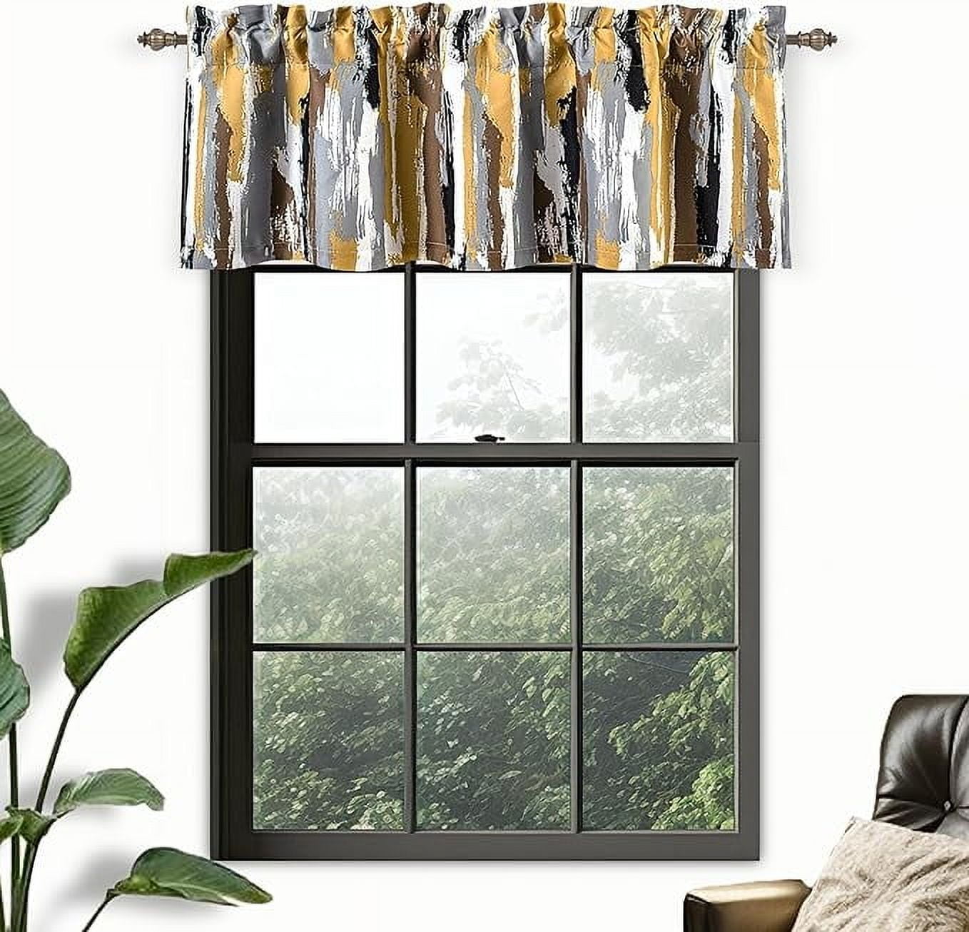 Gold and Black Watercolor Stripe Thermal Insulated Valance