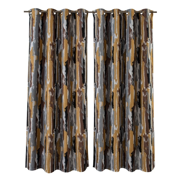 DriftAway Paint Brush Watercolor Ink Stroke Stripe Pattern Energy Saving Lined Thermal Insulated Blackout Window Curtain Grommet 2 Panels 84"L x 52"W