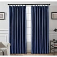 thumbnail image 1 of DriftAway Pinch Pleat Blackout Curtains 96 Inches Long Linen Curtains 2 Panels Set Faux Linen Textured Curtains for Bedroom Living Room Thermal Insulated Privacy Back Tab Window Drapes 52x96 Navy, 1 of 9