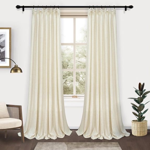 DriftAway Pinch Pleat Linen Textured Semi Sheer Solid Farmhouse and Modern Rustic Linen Curtains 2 Panels 50 inches Wide by 102 Inches Long Drapes for Living Room Bedroom Light Linen