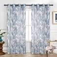 thumbnail image 1 of DriftAway Pinch Pleat Linen Textured Thermal Window Curtains for Living Room Bedroom 2 Panels 50 inches Wide by 84 Inches Long Light Filtering Drapes Back Tabs Tree Branch Botanical Pattern Linen Blue, 1 of 9