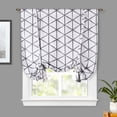 thumbnail image 1 of DriftAway Raymond Blackout Tie Up Curtain for Kitchen Geometric Triangle Trellis Printed Tie Up Shade for Bedroom Adjustable Balloon Rod Pocket, 45" x 63", Gray and White, 1 of 8