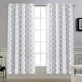 thumbnail image 1 of DriftAway Raymond Geometric Triangle Trellis Pattern Lined Thermal Insulated Blackout Grommet Energy Saving Window Curtains 2 Layers 2 Panels, 52" x 63" Soft, White and Gray, 1 of 6