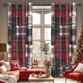 thumbnail image 1 of DriftAway Red Christmas Plaid Curtains Linen Textured Scottish Tartan Plaid Farmhouse Window Treatment Red and Green 84 Inches Length Grommet Checkered Curtains for Living Room Bedroom Lined 2 Panels, 1 of 9