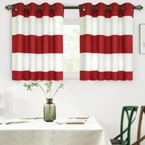DriftAway Red Stripe Room Darkening Window Curtains 36 Inch Long Striped Grommet Drapes for Bedroom Living Room Kitchen Thermal Insulated Unlined 2 Panels
