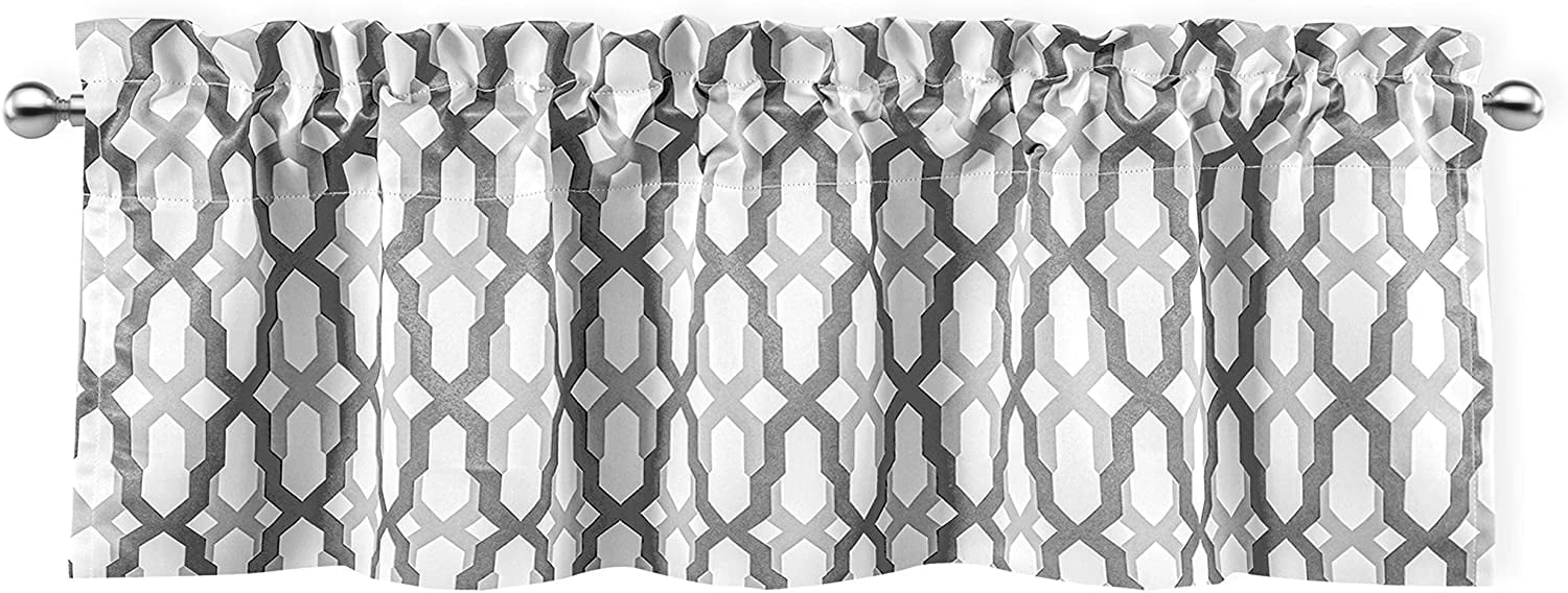 Gray Geometric Trellis Rod Pocket Valance 52" x 14"