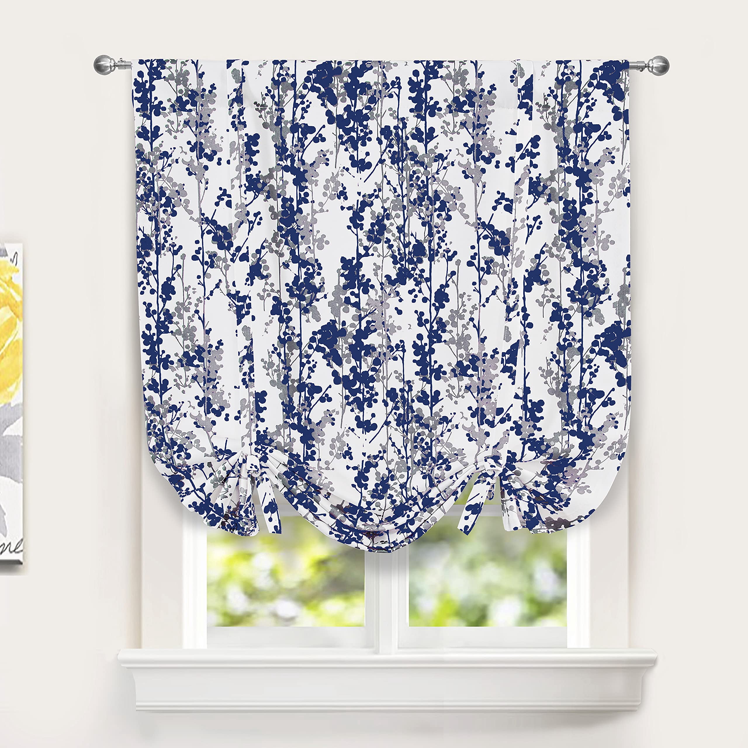 DriftAway Blackout Linen Tie-Up Curtain - Room Darkening Thermal Insulated Panel For Small Window, 45x63 Inch
