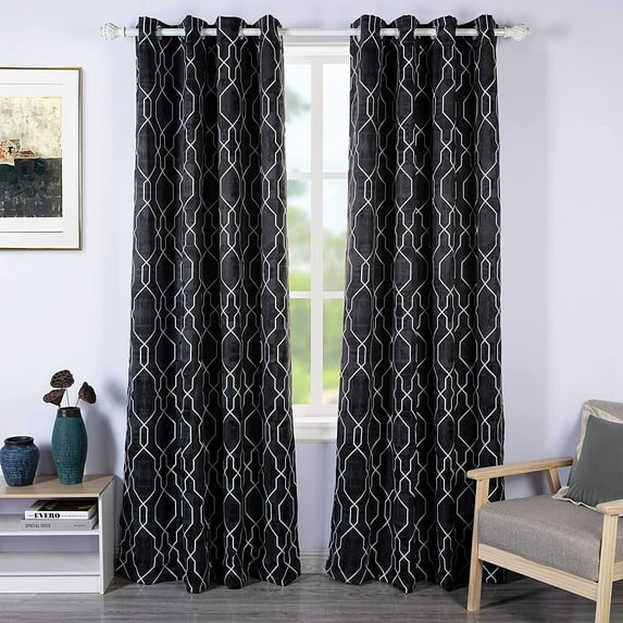 DriftAway Room Darkening Thermal Insulated Window Curtains 2 Panels 84"L x 52"W Black