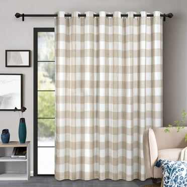 DriftAway Classic Taupe Plaid Grommet Blackout Curtain, 108” x 84”
