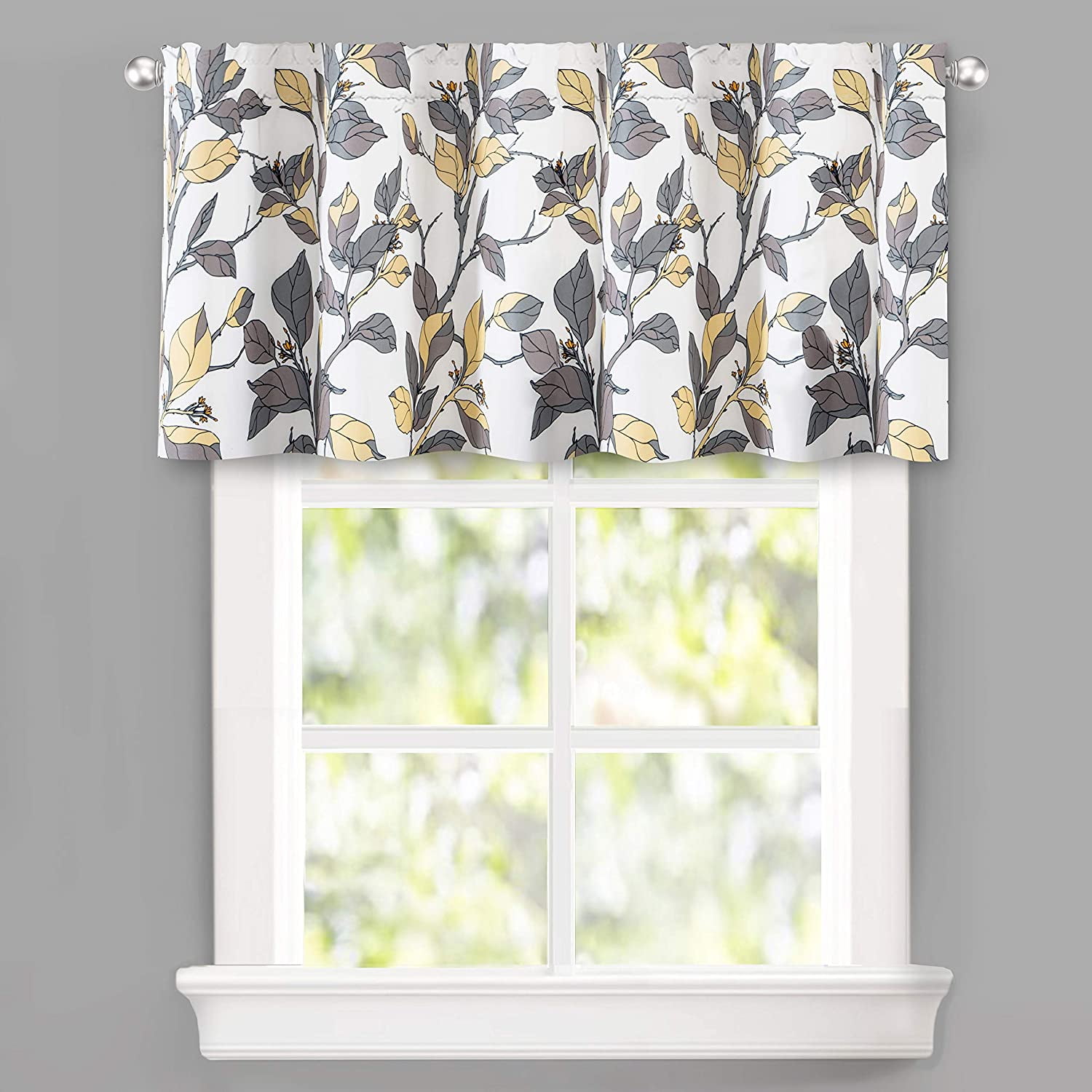 DriftAway Ryan Floral Leaves Blackout Window Curtain Valance Rod Pocket ...