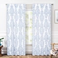 thumbnail image 1 of DriftAway Samantha Pinch Pleat Thermal Room Darkening Back Tab Window Curtains Floral Damask Medallion Pattern 2 Panels, 30" x 84 " Blue, 1 of 6