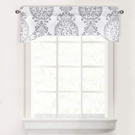 DriftAway Samantha U Shape with Selfcord Lined Thermal Insulated Energy Saving Rod Pocket Window Curtain Single Swag Valance, 52" x 16" Plus 2" Header, Gray