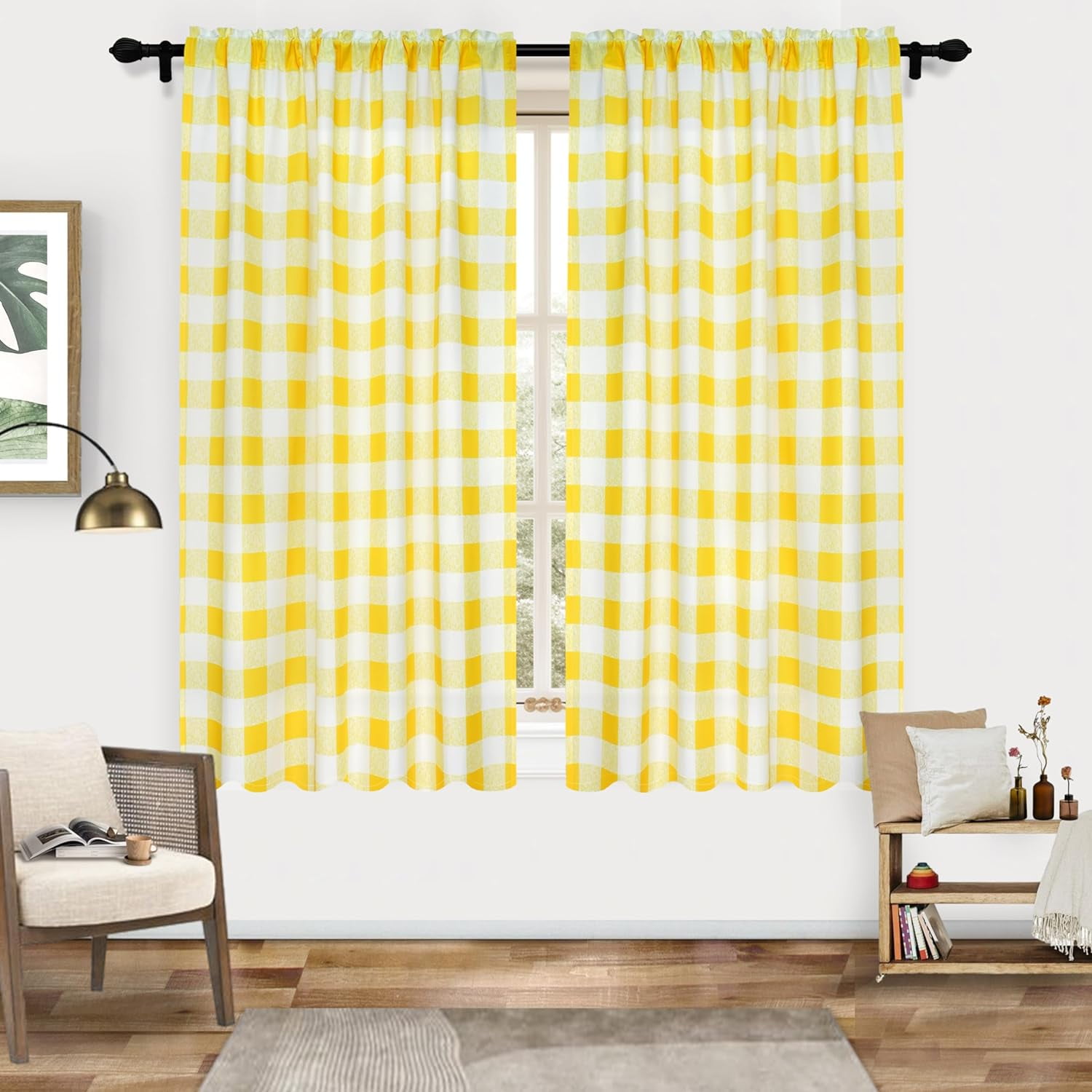 DriftAway Semi Sheer Buffalo Plaid Check Curtains Rod Pocket Checkered ...