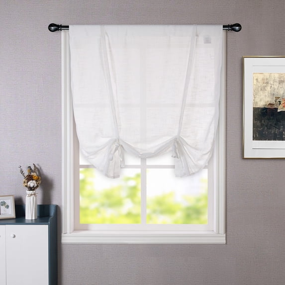 DriftAway Solid Color Faux Linen Slub Sheer Voile Tie Up 40 - 49 Inches 63 Inches 42"x63"