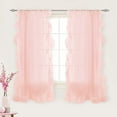 thumbnail image 1 of DriftAway Sophie Solid Sheer White Voile Window Curtains Ruffle Edge Rod Pocket 2 Panels, 52" x 54", Peach Pink, 1 of 7