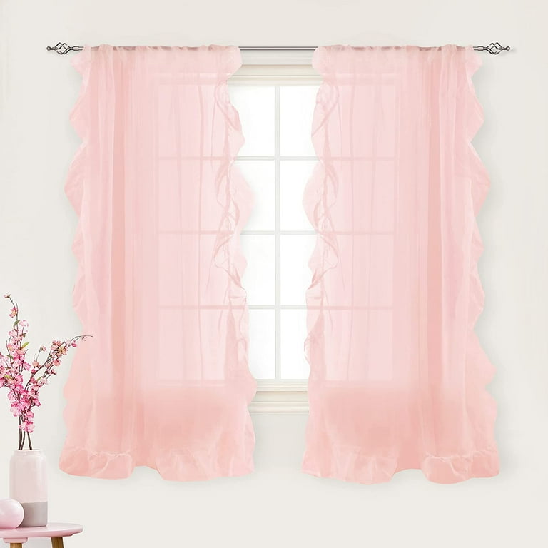 Peach voile curtains deals