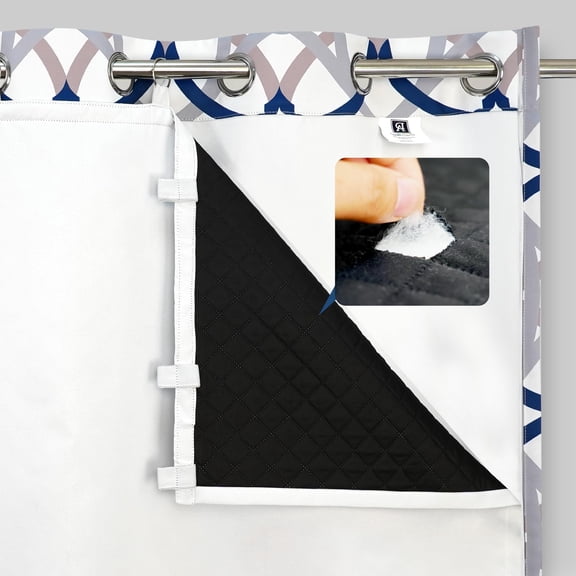 DriftAway Soundproof Thermal Insulated Quilted Curtain Liners for Bedroom Sound Barrier 100% Blackout Cold Heat Noise Reducing Energy Saving 50 Inches by 104 Inches Grayish White One Panel