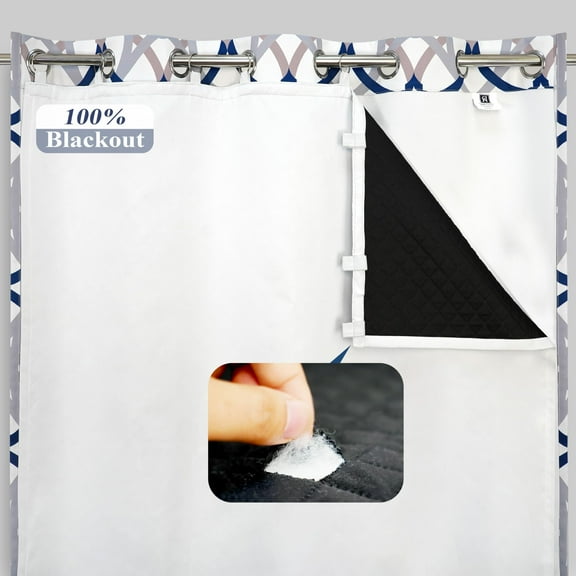 DriftAway Soundproof Thermal Insulated Quilted Curtain Liners for Bedroom Sound Barrier 100% Blackout Cold Heat Noise Reducing Energy Saving 50 Inches by 58 Inches Grayish White One Panel