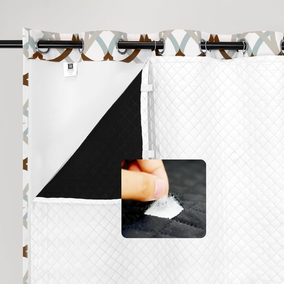 DriftAway Soundproof Thermal Insulated Quilted Curtain Liners for Bedroom Sound Barrier Blackout Cold Heat Noise Reducing Energy Saving 50 Inches by 98 Inches Grayish White One Panel