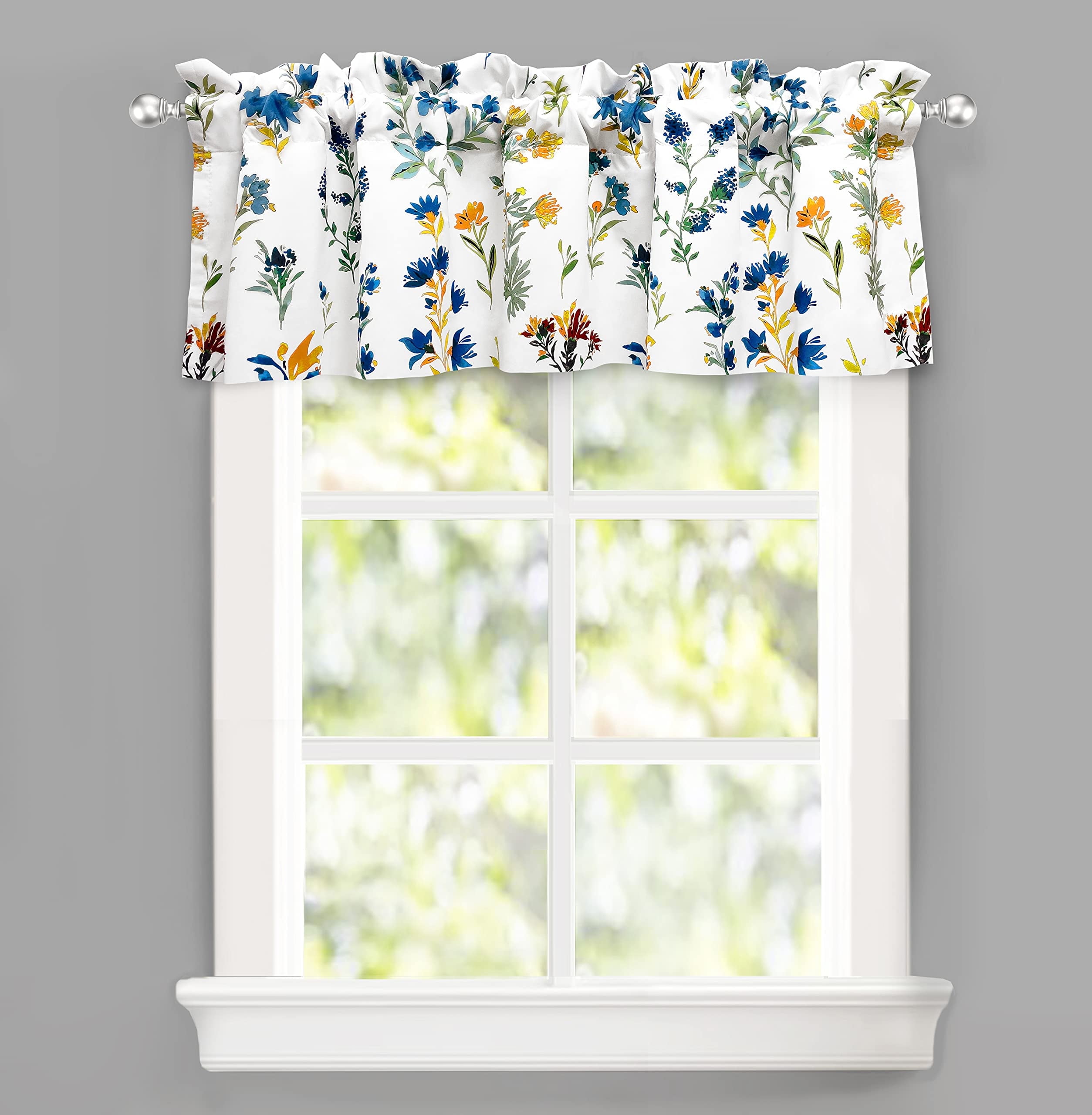 Sylvia Floral Botanical White Polyester Blackout Valance