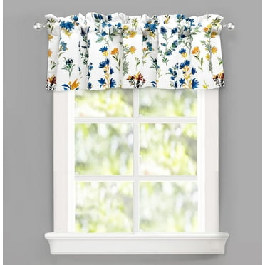 DriftAway Sylvia Floral Botanical Herbs Watercolor Printed Pattern Lined Blackout Thermal Insulated Window Curtain Valance Rod Pocket Single 52" x 14" Plus 2" Header Multi