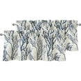 thumbnail image 1 of DriftAway Tree Branch Linen Blend Abstract Ink Printing Lined Thermal Insulated Window Curtain Valance Rod Pocket 52" x 18" Plus 2" Header Blue 2 Pack, 1 of 6