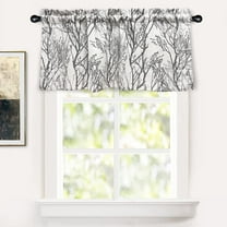 DriftAway Tree Branch Linen Blend Abstract Ink Printing Lined Window Curtain Valance Grey 52'' width x 24'' length