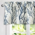 thumbnail image 1 of DriftAway Tree Branch Valance Linen Thermal Insulated Rod Pocket Window Curtain Valance, 52" x 14" Plus 2" Header, Blue, 1 of 8