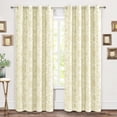 thumbnail image 1 of DriftAway Twyla Linen Blend Blackout Curtains for Bedroom Boho Floral Printed Thermal Insulated Grommet Top Lined Window Treatments for Living Room 2 Panels W52 x L84 Ivory Beige, 1 of 8