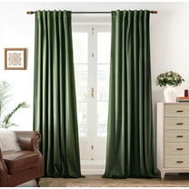 DriftAway Velvet Blackout Curtains Green Room Darkening Curtains 102 Inch Long 2 Panel Set Super Soft luxury Thermal Insulated Drapes for living room Back Tab and Rod Pocket Olive Green 52 inch wide