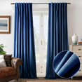 thumbnail image 1 of DriftAway Velvet Blackout Curtains Navy Room Darkening Curtains 108 Inches Long 2 Panel Set Super Soft luxury Thermal Insulated Drapes for living room Back Tab and Rod Pocket Navy Blue 52 inch wide, 1 of 8