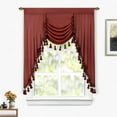 thumbnail image 1 of DriftAway Velvet Waterfall Draped Curtain Valance for Living Room Boho Super Soft Home Decoration with Handmade Tassels for Kitchen Single Window Drape for Bedroom W39XL48 Inches Red, 1 of 8