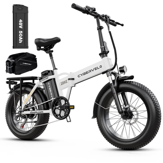 DriftGod Folding Electric Bike, 48V 50AH Removable Battery,Long range Up to 200 Miles, 20" Anti-Slip Fat Tire All Terrain Adult Commute Ebike