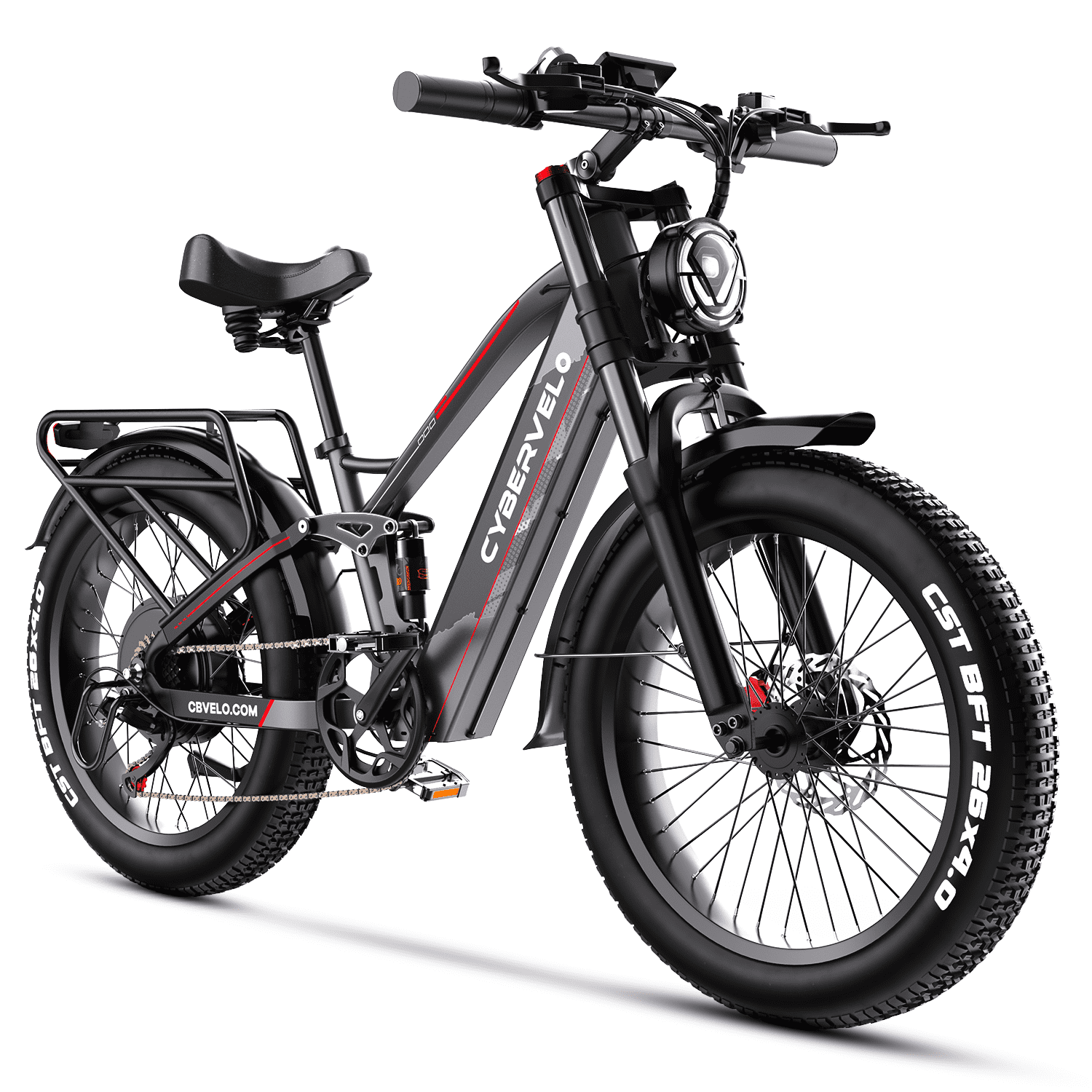 DriftGod for Adults, Long range 120Miles Mountain Bike, 26"Fat Tire with 60V 50AH Battery Full Suspension Cruiser Bike