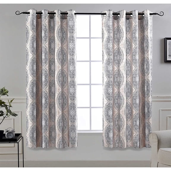 Driftaway Adrianne Thermal/Room Darkening Window Curtain Panel Pair(52"X63"Beige/Gray)
