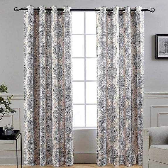 Driftaway Adrianne Thermal/Room Darkening Window Curtain Panel Pair(52"X96"Beige/Gray)