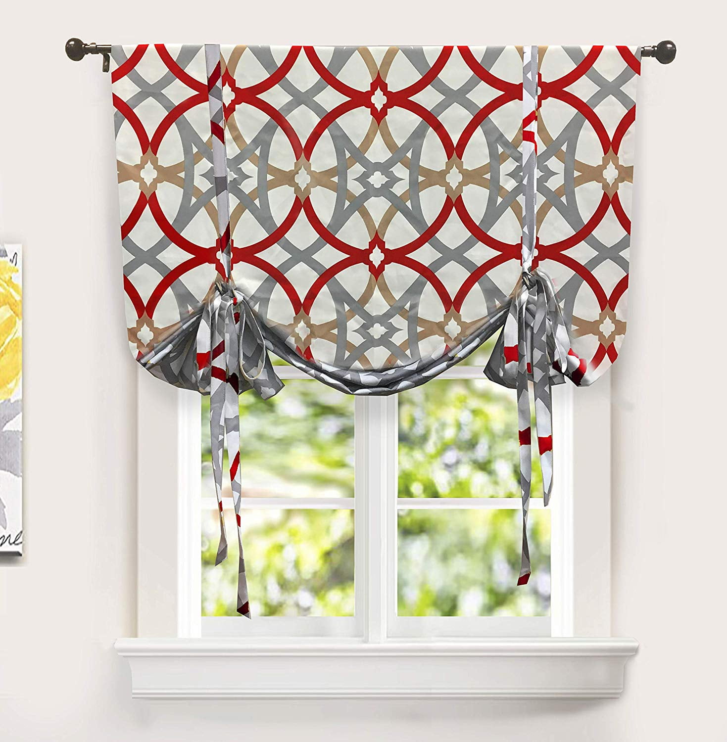 Driftaway Alexander Tie Up Curtain, Spiral Geo Trellis Pattern Room