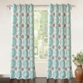 thumbnail image 1 of Driftaway Bella Room Darkening Grommet Unlined Window Curtains, Set Of Two Panels, Each 52”X84” (Aqua/Gray), 1 of 5
